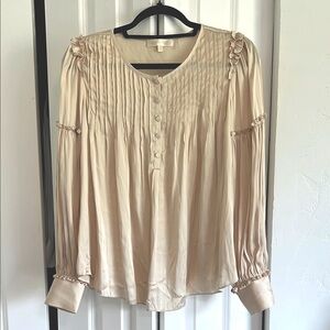 LoveShackFancy Beige Silky Blouse Size Small NWOT
